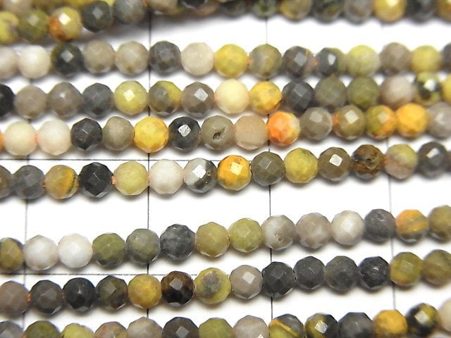 High Quality! Bumblebee Jasper Faceted Round 3mm 1strand beads (aprx.15inch / 36cm)