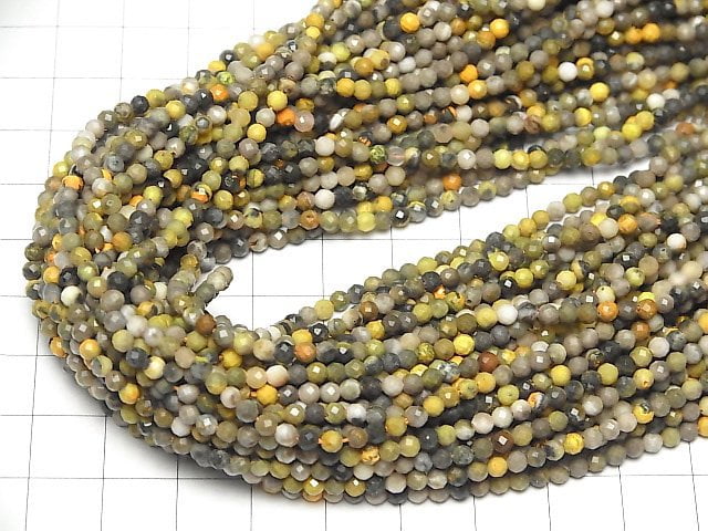 High Quality! Bumblebee Jasper Faceted Round 3mm 1strand beads (aprx.15inch / 36cm)