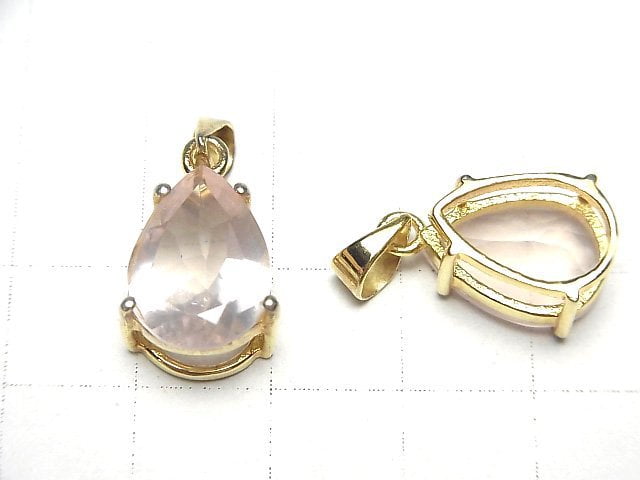 [Video] High Quality Rose Quartz AAA Pear shape Faceted Pendant 14x10mm 18KGP