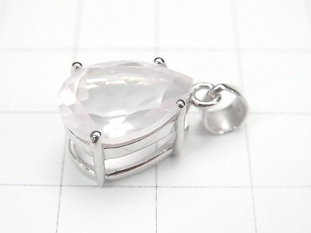 [Video] High Quality Rose Quartz AAA Pear shape Faceted Pendant 14x10mm Silver925