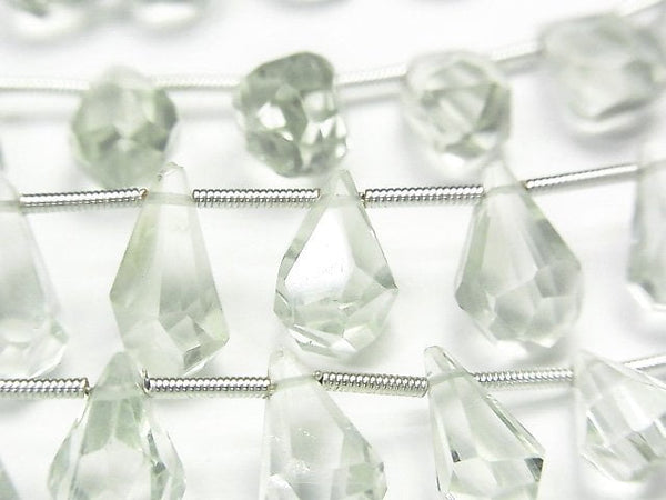 Drop, Faceted Briolette, Green Amethyst Gemstone Beads