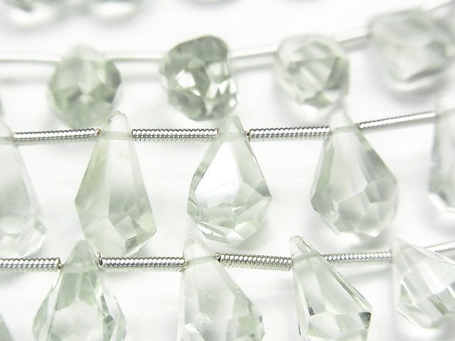 Drop, Faceted Briolette, Green Amethyst Gemstone Beads