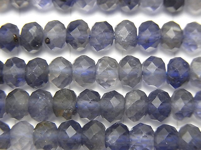 [Video] High Quality! Iolite AA++ Faceted Button Rondelle 6x6x4mm 1strand beads (aprx.15inch / 38cm)