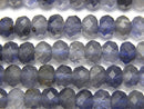 [Video] High Quality! Iolite AA++ Faceted Button Rondelle 6x6x4mm 1strand beads (aprx.15inch / 38cm)
