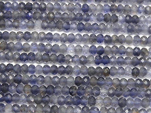 [Video] High Quality! Iolite AA++ Faceted Button Rondelle 6x6x4mm 1strand beads (aprx.15inch / 38cm)