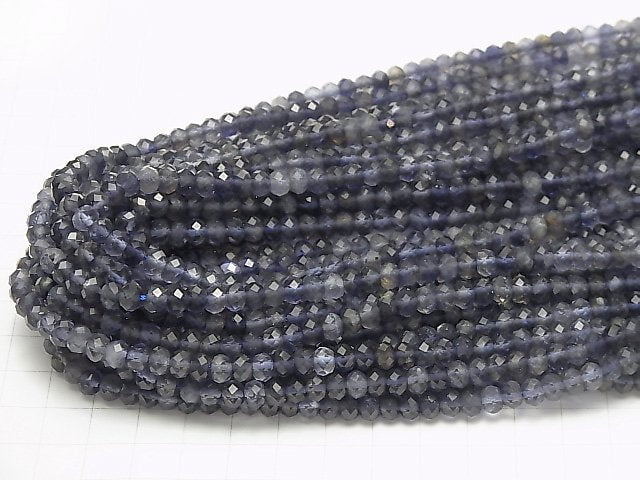 [Video] High Quality! Iolite AA++ Faceted Button Rondelle 6x6x4mm 1strand beads (aprx.15inch / 38cm)