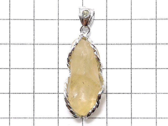 [Video] [One of a kind] Libyan Desert Glass Pendant Silver925 NO.215 with Rough Rock Nugget Moldavite