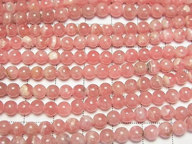 [Video] Argentina Rhodochrosite AA++ Round 5mm half or 1strand beads (aprx.15inch / 38cm)
