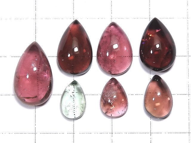 [Video] [One of a kind] High Quality Tourmaline AAA Cabochon 7pcs Set NO.110