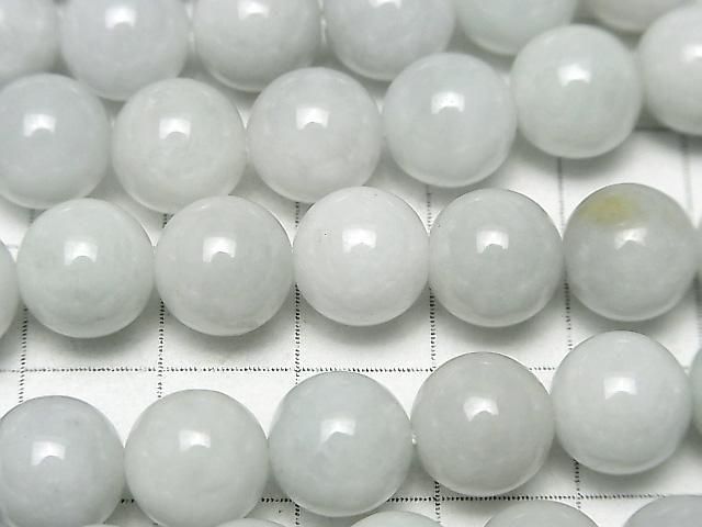 [Video] Burmese White Jadeite AA Round 10mm half or 1-strand beads (approx. 15 inches/36 cm)