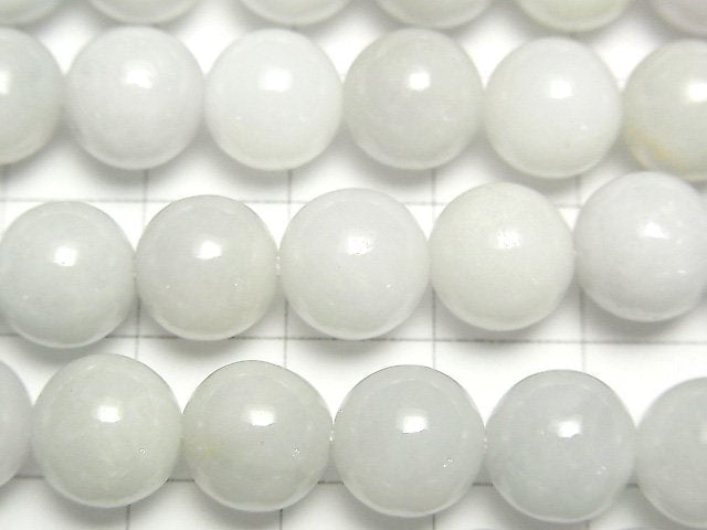 [Video] Burmese White Jadeite AA Round 10mm 1strand beads (aprx.15inch / 38cm)