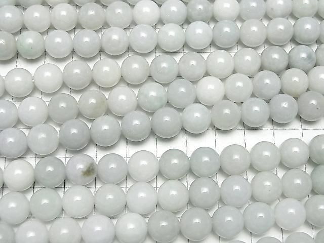 [Video] Burmese White Jadeite AA Round 10mm half or 1-strand beads (approx. 15 inches/36 cm)