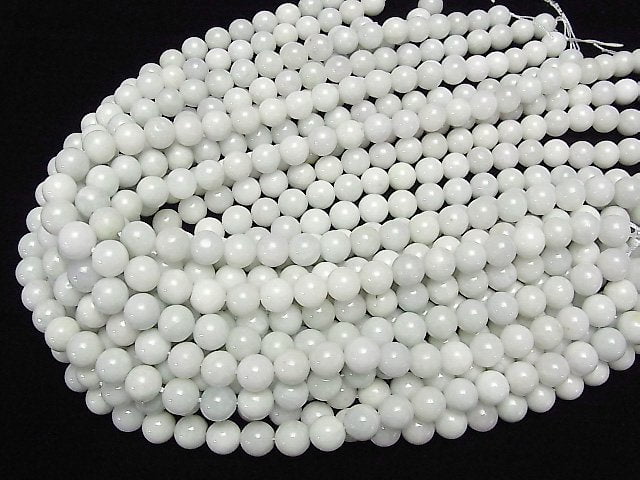 [Video] Burmese White Jadeite AA Round 10mm 1strand beads (aprx.15inch / 38cm)