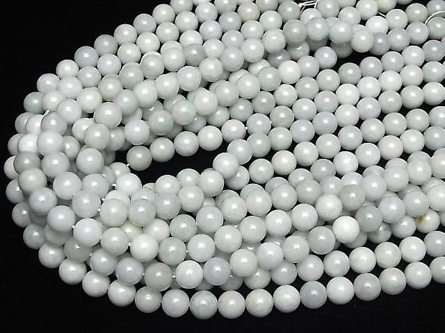 [Video] Burmese White Jadeite AA Round 10mm 1strand beads (aprx.15inch/36cm)