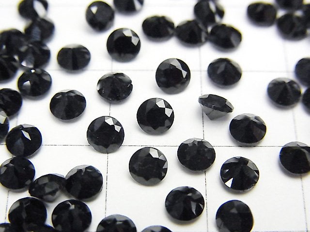 [Video] High Quality Black Sapphire AA+ Loose Round Faceted 4x4mm 4pcs