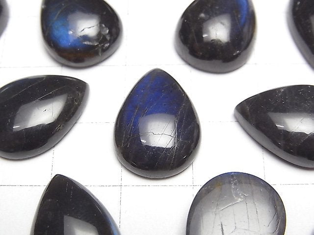 [Video] High Quality Black Labradorite AA++ Pear shape Cabochon 18x13mm 1pc