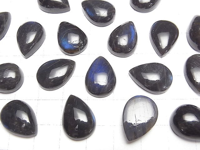 [Video] High Quality Black Labradorite AA++ Pear shape Cabochon 18x13mm 1pc