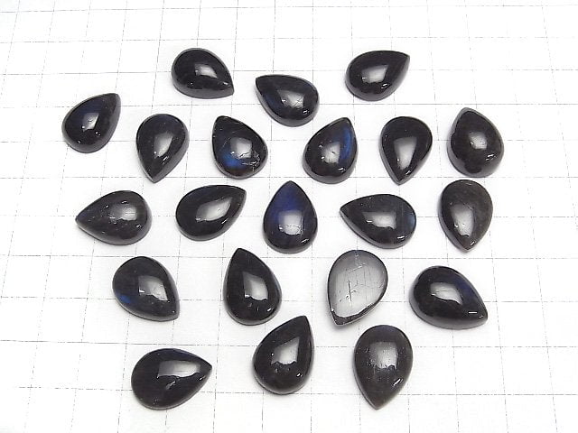 [Video] High Quality Black Labradorite AA++ Pear shape Cabochon 18x13mm 1pc