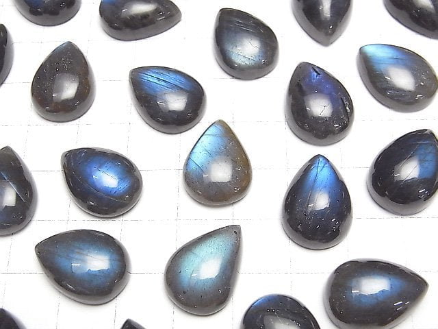 [Video]High Quality Black Labradorite AAA- Pear shape Cabochon 18x13mm 1pc