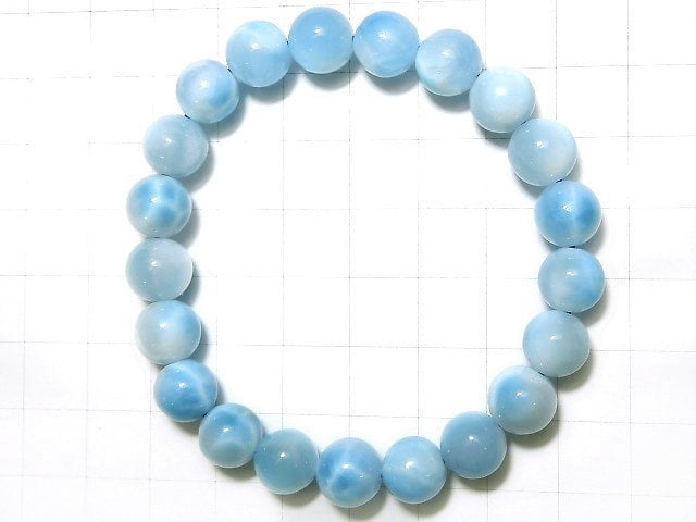 [Video][One of a kind] High Quality Larimar Pectolite AAA Round 9mm Bracelet NO.304