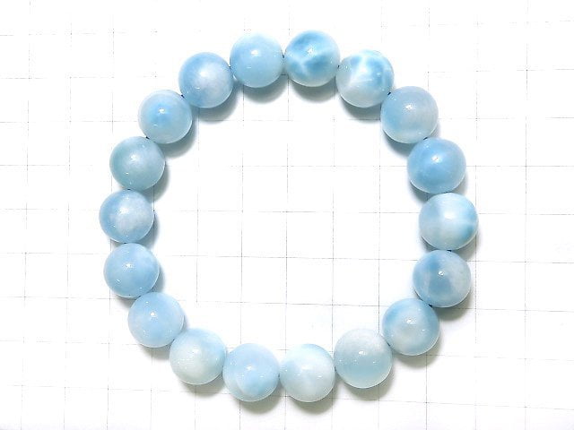 [Video][One of a kind] High Quality Larimar Pectolite AAA Round 11.5mm Bracelet NO.312