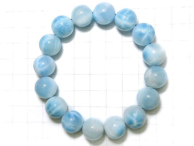 [Video][One of a kind] High Quality Larimar Pectolite AAA Round 13mm Bracelet NO.316