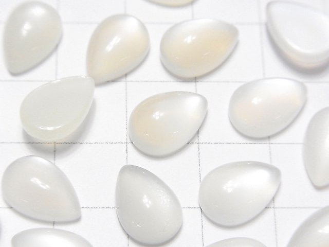 [Video]White Moonstone AAA Pear shape Cabochon 12x8mm 3pcs