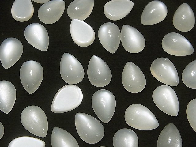 [Video]White Moonstone AAA Pear shape Cabochon 12x8mm 3pcs