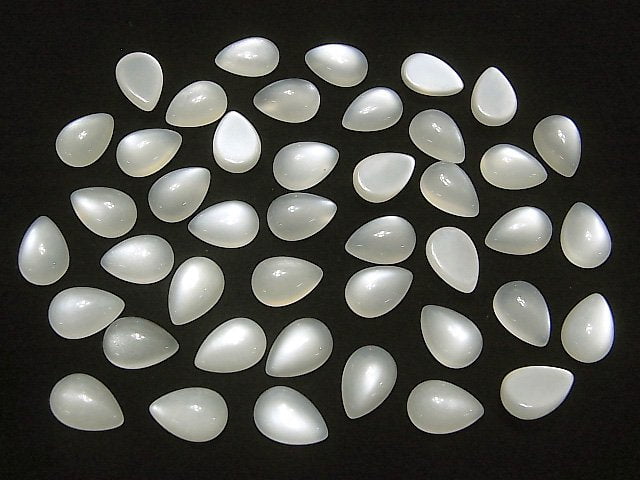 [Video]White Moonstone AAA Pear shape Cabochon 12x8mm 3pcs