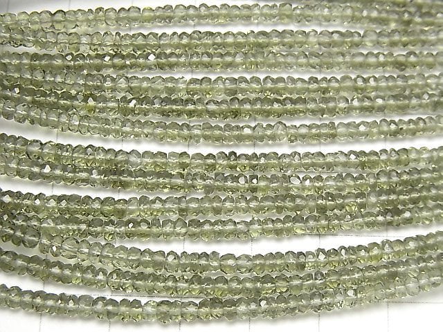 [Video] High Quality Moldavite AAA Faceted Button Roundel 1/4 or 1strand beads (aprx.15inch / 38cm)