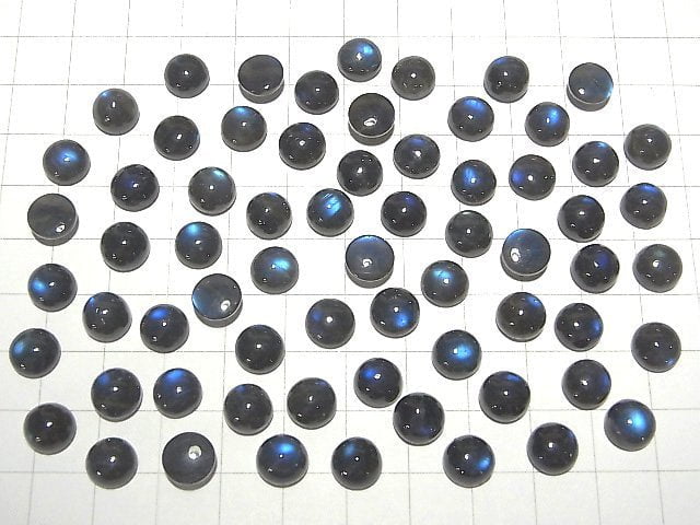 [Video] High Quality Black Labradorite AAA- Round Cabochon 8x8mm 5pcs