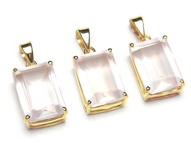 Accessories, Pendant, Rectangle, Rose Quartz Gemstone Beads