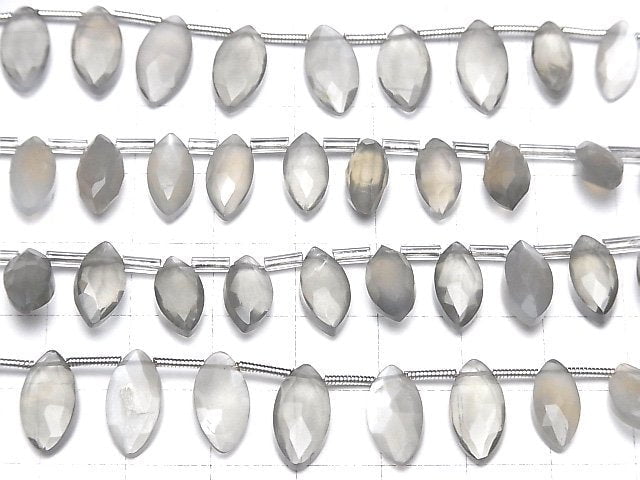 [Video]High Quality Gray Moonstone AA++ Marquise Faceted Briolette 1strand beads (aprx.7inch/18cm)