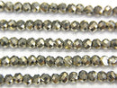 [Video] High Quality! Pyrite AAA Faceted Button Rondelle 3x3x2mm 1strand beads (aprx.15inch / 37cm)