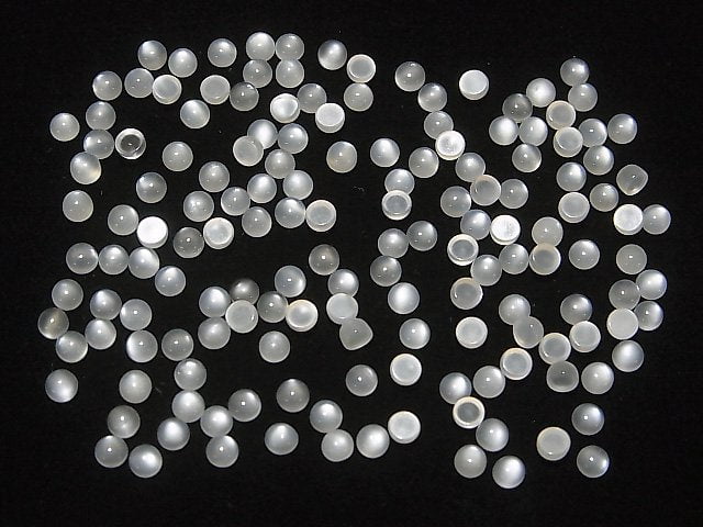 [Video] White Moonstone AAA Round Cabochon 3x3mm 10pcs