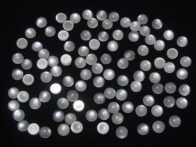 [Video]White Moonstone AAA Round Cabochon 5x5mm 10pcs