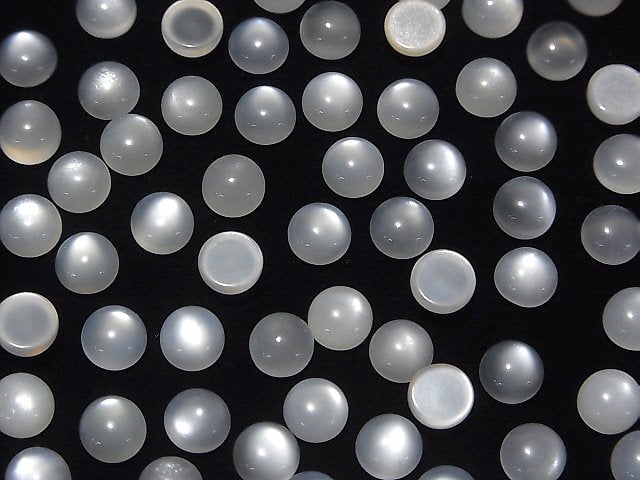 [Video] White Moonstone AAA Round Cabochon 6x6mm 10pcs