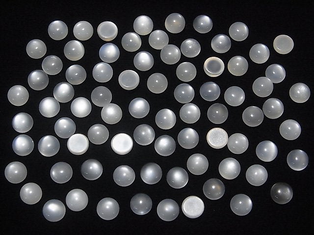 [Video] White Moonstone AAA Round Cabochon 6x6mm 10pcs