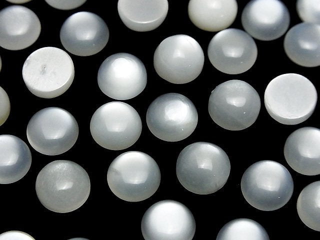 [Video] White Moonstone AAA- Round Cabochon 10x10mm 4pcs