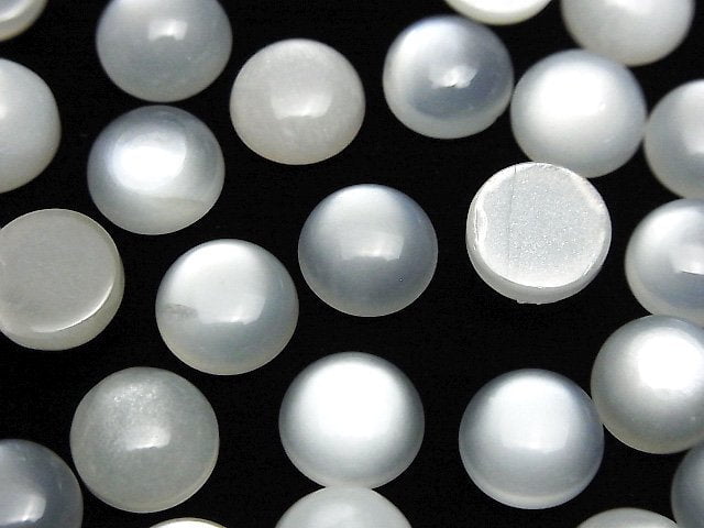 [Video] White Moonstone AAA- Round Cabochon 10x10mm 4pcs