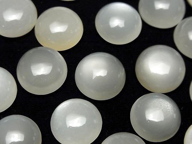 [Video] White Moonstone AAA- Round Cabochon 14x14mm 1pc