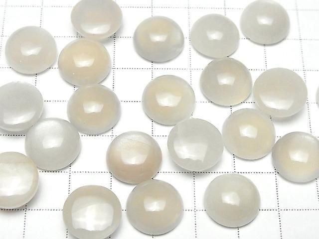[Video] White Moonstone AAA- Round Cabochon 14x14mm 1pc