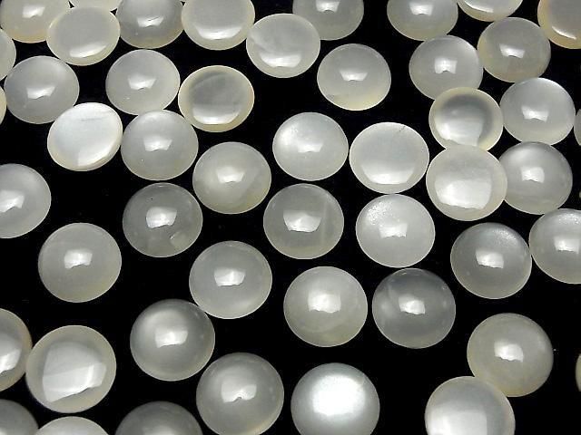 [Video] White Moonstone AAA- Round Cabochon 14x14mm 1pc