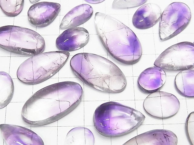 [Video] Bi-color Amethyst AA++ Cabochon Mix Shape 5pcs