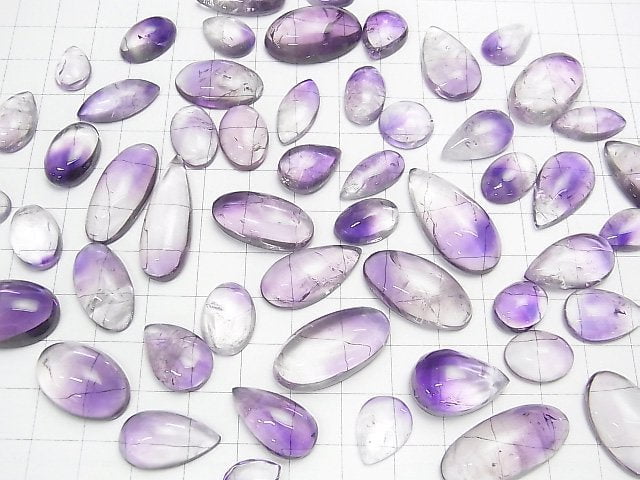 [Video] Bi-color Amethyst AA++ Cabochon Mix Shape 5pcs