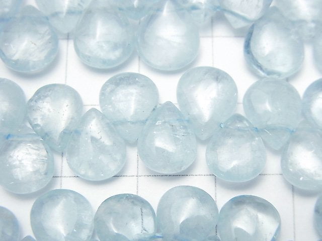 [Video] Aquamarine AAA- Pear shape (Smooth) half or 1strand beads (aprx.7inch / 18cm)