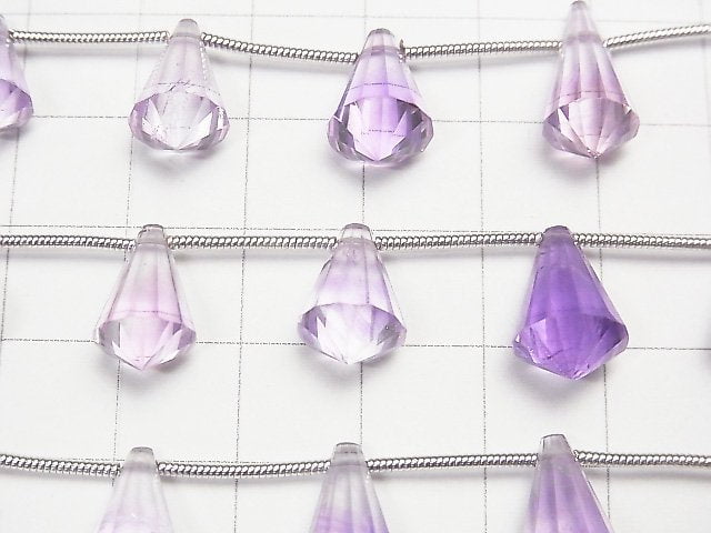 [Video] High Quality Pink Amethyst AAA- Deformation Drop Faceted Briolette 1strand (9pcs)