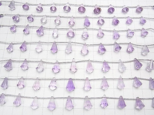 [Video] High Quality Pink Amethyst AAA- Deformation Drop Faceted Briolette 1strand (9pcs)