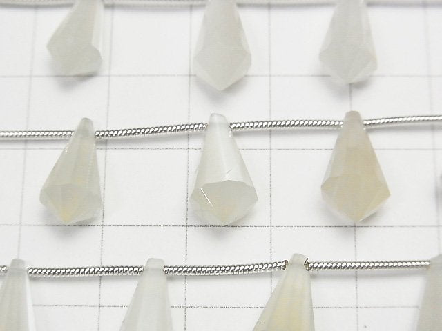 [Video] High Quality White Moonstone AAA Deformation Drop Faceted Briolette 1strand (9pcs)