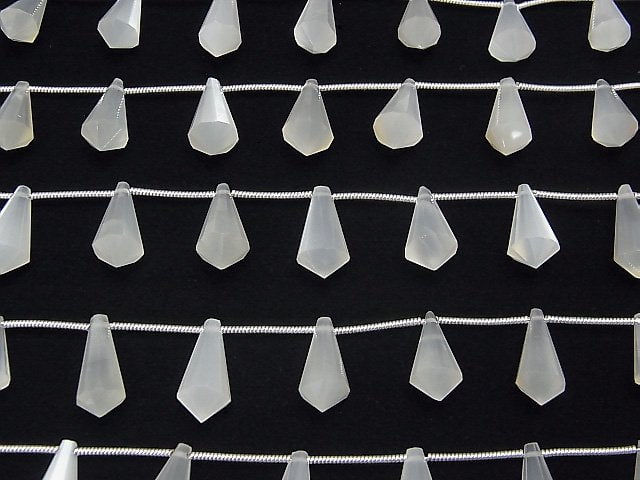 [Video] High Quality White Moonstone AAA Deformation Drop Faceted Briolette 1strand (9pcs)